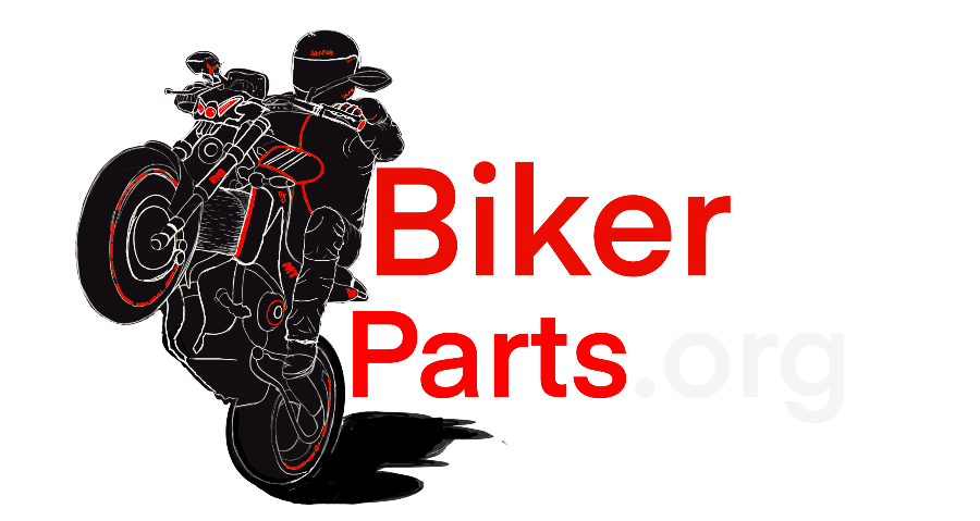 BikerParts.org logo: a rider wheelieing a Yamaha MT
